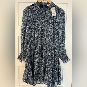 NWT Boden Ruffle Blue Floral Mini Dress